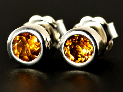 Stunning, handmade gem quality citrine studs set in pure silver.