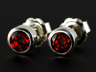 Stunning, handmade gem quality garnet studs set in pure silver.