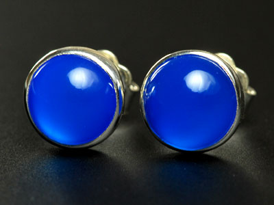 Lovely handmade blue agate studs set in sterling silver