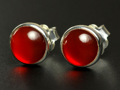 Lovely handmade cornelian studs set in sterling silver