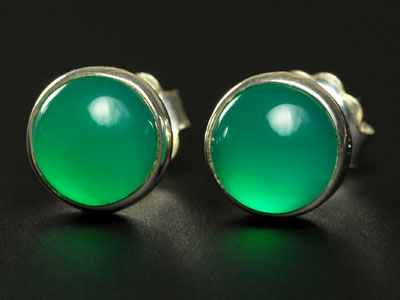 Lovely handmade green agate studs set in sterling silver