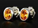 Handmade silver stud earrings with  citrine gemstones