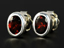 Handmade silver stud earrings with  garnet gemstones