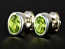 Handmade silver stud earrings with  peridot gemstones