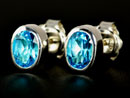 Handmade silver stud earrings with  swiss topaz gemstones