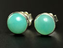 Handmade silver stud earrings with amazonite gemstones